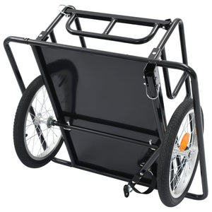 Rimorchio Bici per Trasporto Merci 130x73x48,5cm Acciaio Nero 91770