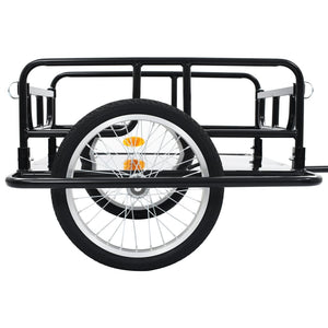 Rimorchio Bici per Trasporto Merci 130x73x48,5cm Acciaio Nero 91770