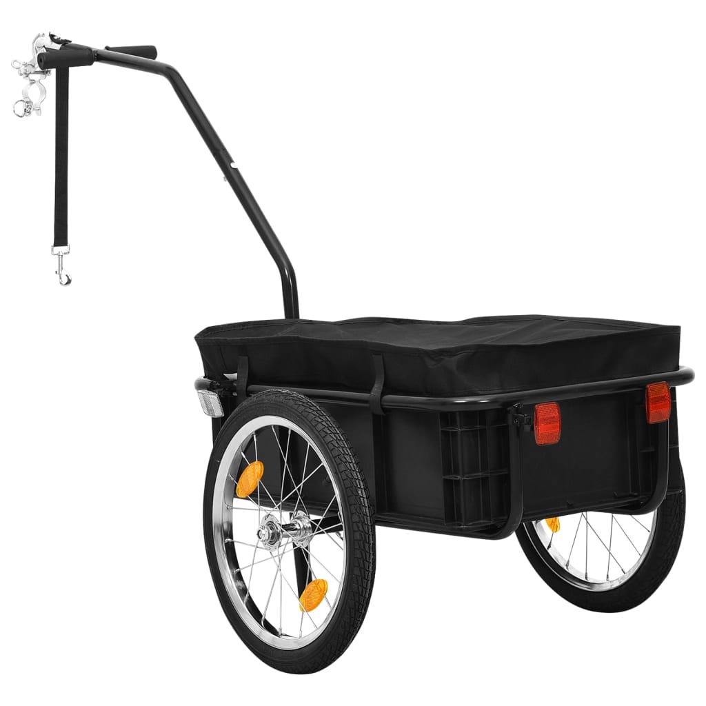 Rimorchio Bici/Carrello Manuale 155x60x83 cm in Acciaio Nero 91771