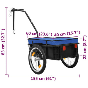 Rimorchio Bici per Trasporto Merci 155x60x83 cm Acciaio Blu cod mxl 68120