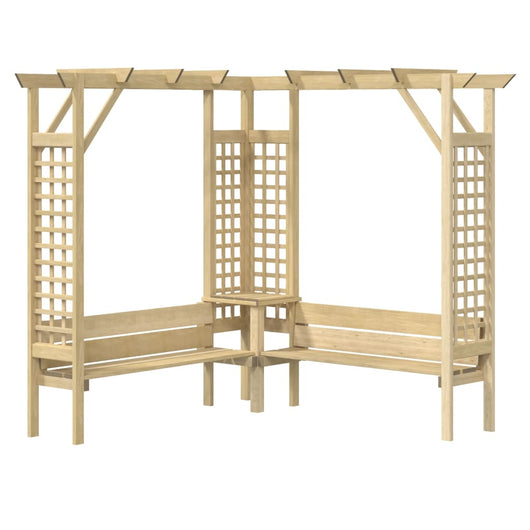 Pergola Angolare con Panca in Legno di Pino Impregnato 44950