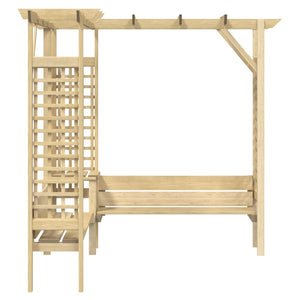 Pergola Angolare con Panca in Legno di Pino Impregnato 44950