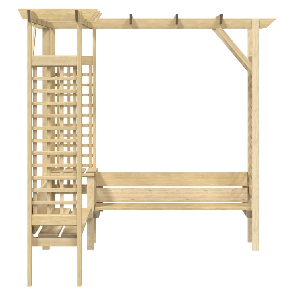 Pergola Angolare con Panca in Legno di Pino Impregnatocod mxl 73094