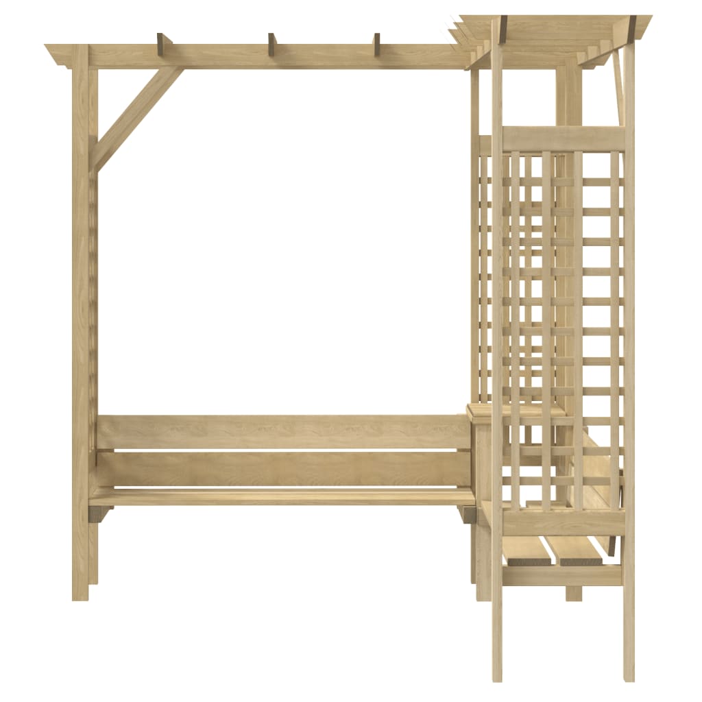 Pergola Angolare con Panca in Legno di Pino Impregnato 44950