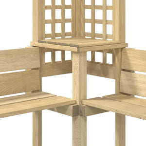 Pergola Angolare con Panca in Legno di Pino Impregnato 44950