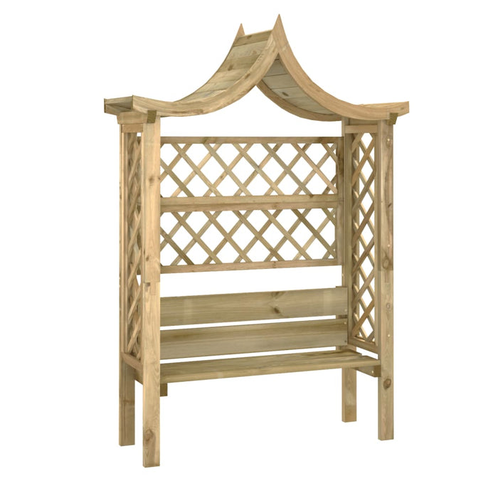 Pergola con Panca e Tetto in Legno di Pino Impregnato 44951