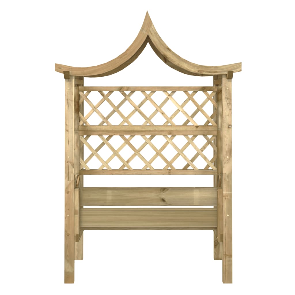 Pergola con Panca e Tetto in Legno di Pino Impregnato 44951