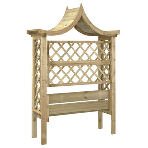 Pergola con Panca e Tetto in Legno di Pino Impregnato 44951