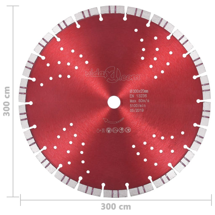 Disco da Taglio Diamantato con Turbo e Fori in Acciaio 300 mm 143231