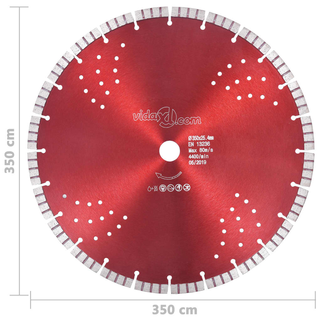 Disco da Taglio Diamantato con Turbo e Fori in Acciaio 350 mm cod mxl 78013