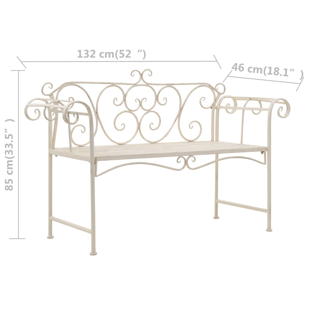 Panchina da Giardino 132 cm in Metallo Anticata Bianca cod mxl 45579