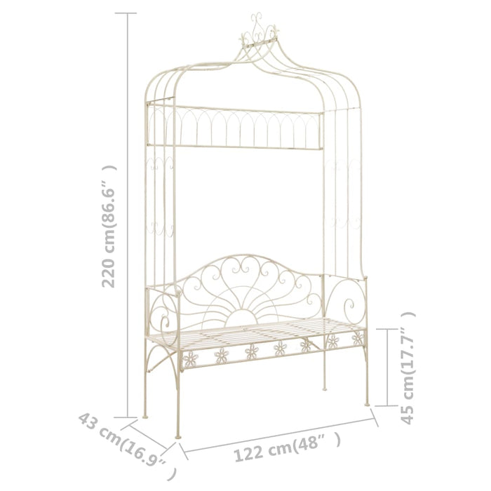 Panchina da Giardino 122 cm in Ferro Bianco Anticato cod mxl 45976