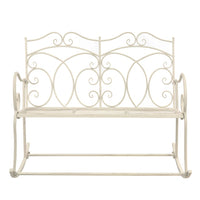 Panchina da Giardino 104 cm in Ferro Bianco Anticato 45436