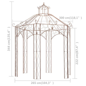 Padiglione da Giardino Marrone Anticato 3 m in Ferro 45438