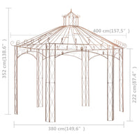 Padiglione da Giardino Marrone Anticato 4 m in Ferro  cod mxl 40446