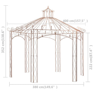 Padiglione da Giardino Marrone Anticato 4 m in Ferro  cod mxl 40446