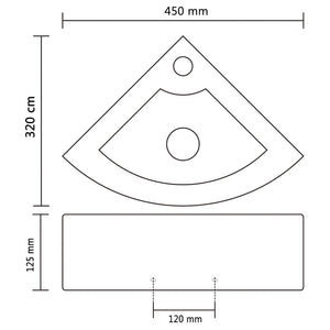 Lavandino con Troppopieno 45x32x12,5 cm in Ceramica Argento 143481