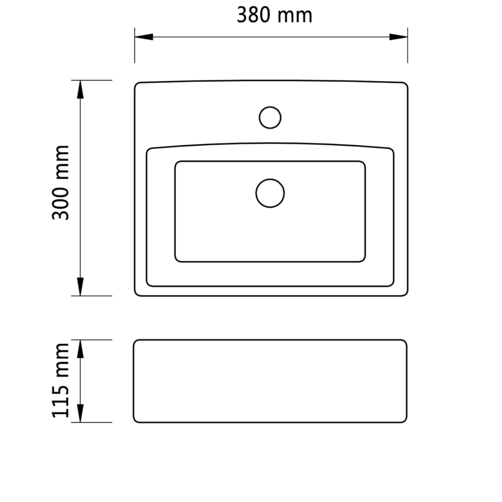 Lavandino con Foro per Rubinetto 38x30x11,5 cm in Ceramica Oro 143488