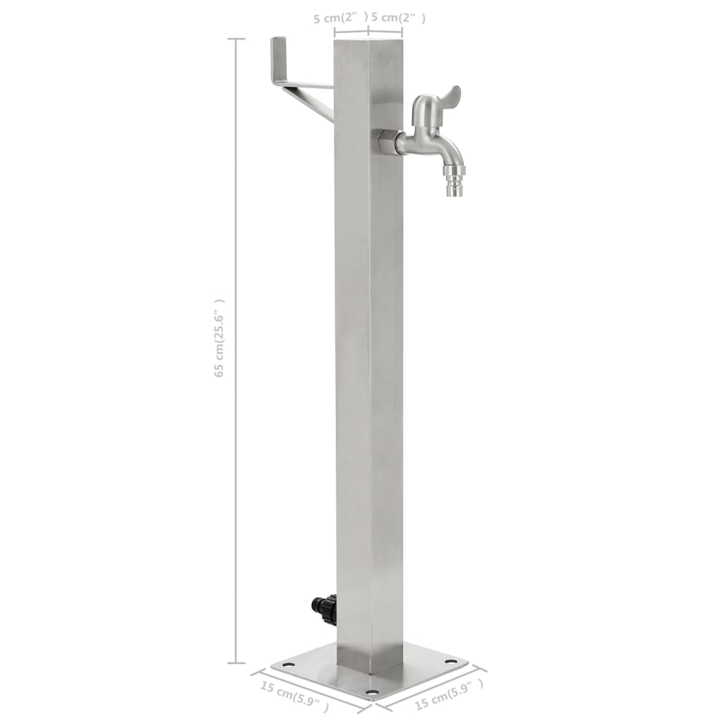 Fontanella a Colonna in Acciaio Inossidabile Quadrata 65 cm cod mxl 53147