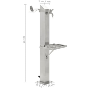 Fontanella a Colonna in Acciaio Inossidabile Quadrata 95 cm cod mxl 53136