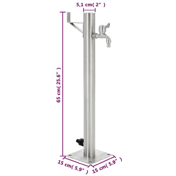 Fontanella a Colonna in Acciaio Inossidabile Rotonda 65 cm 45457