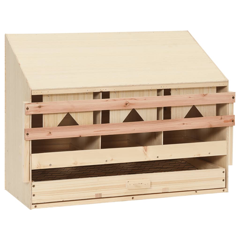 Casetta Cova per Galline 3 Scomparti 72x33x54 cm Legno di Pino 170653