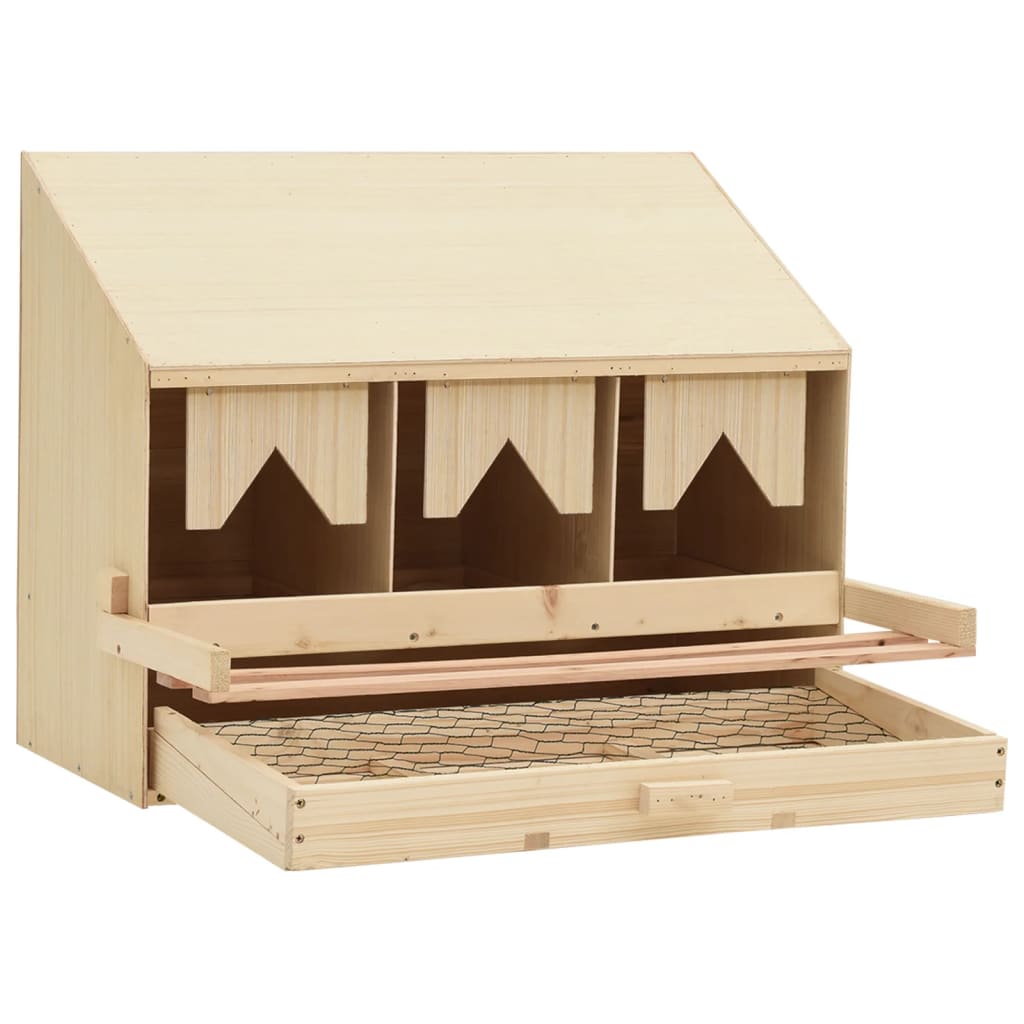 Casetta Cova per Galline 3 Scomparti 72x33x54 cm Legno di Pino 170653