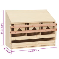 Casetta Cova per Galline 3 Scomparti 72x33x54 cm Legno di Pino 170653