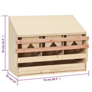 Casetta Cova per Galline 3 Scomparti 72x33x54 cm Legno di Pino 170653