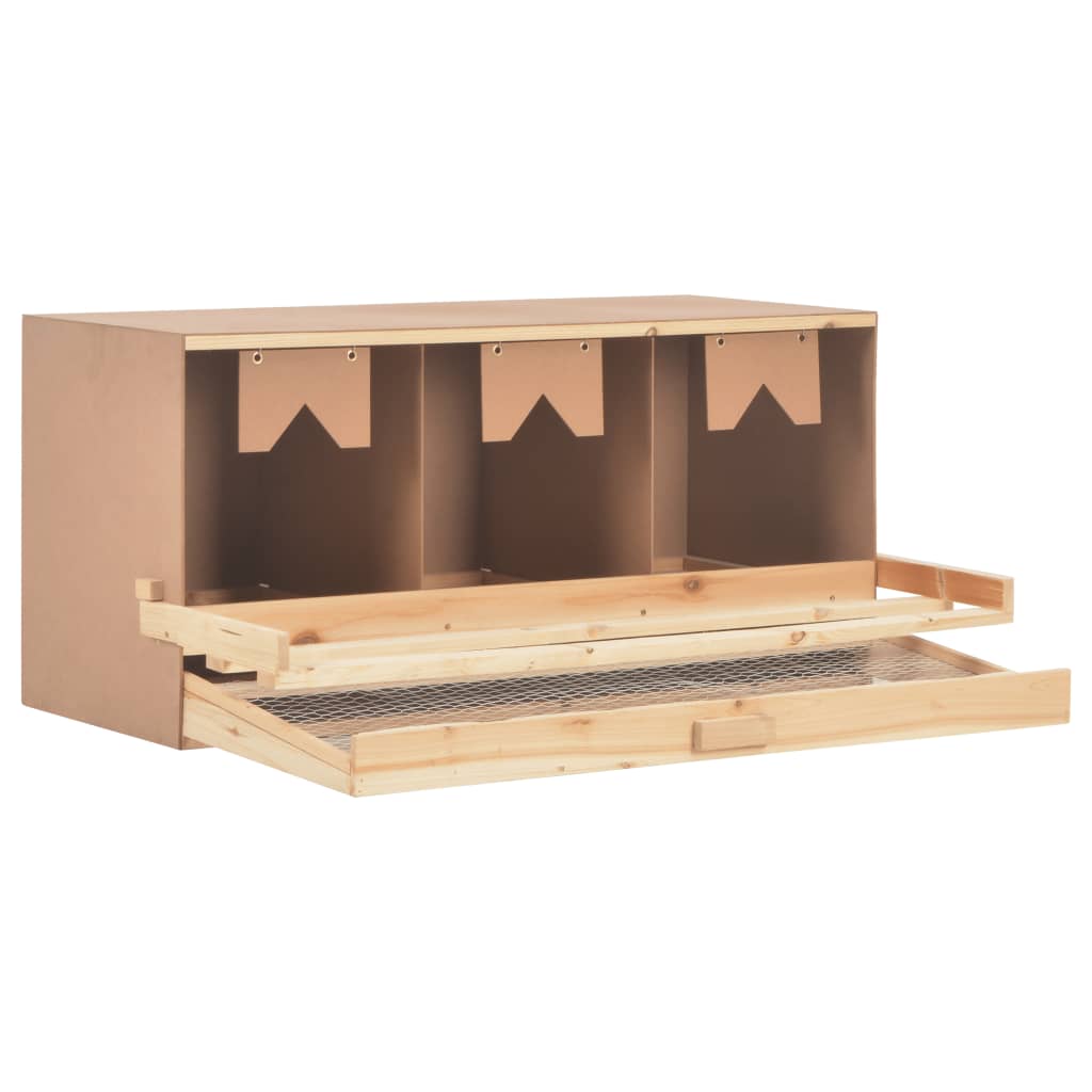 Casetta Cova per Galline 3 Scomparti 96x40x65cm Legno di Pino 170656