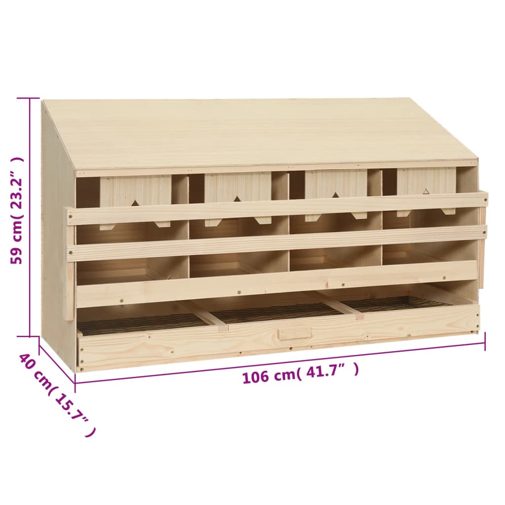 Casetta Cova per Galline 4 Scomparti 106x40x59 cm Legno di Pino 170657