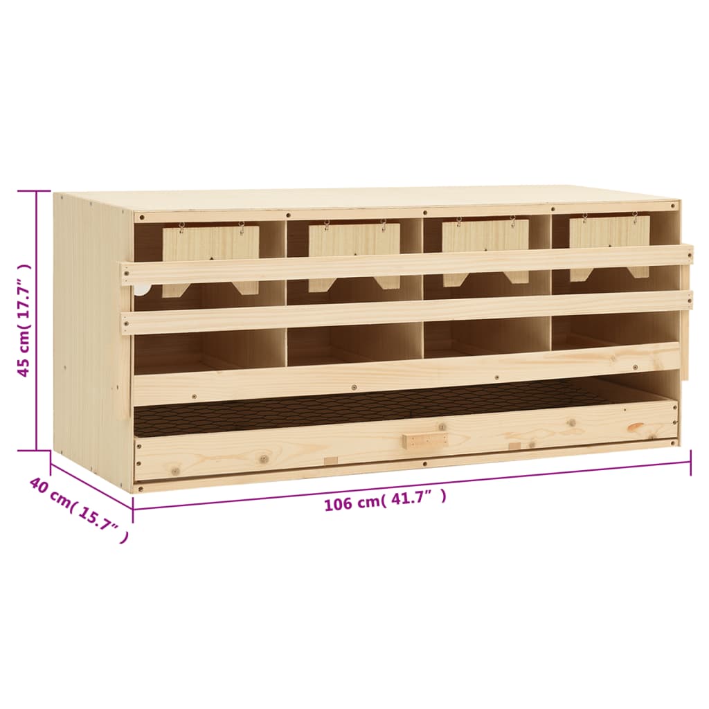 Casetta Cova per Galline 4 Scomparti 106x40x45cm Legno di Pino cod mxl 75532