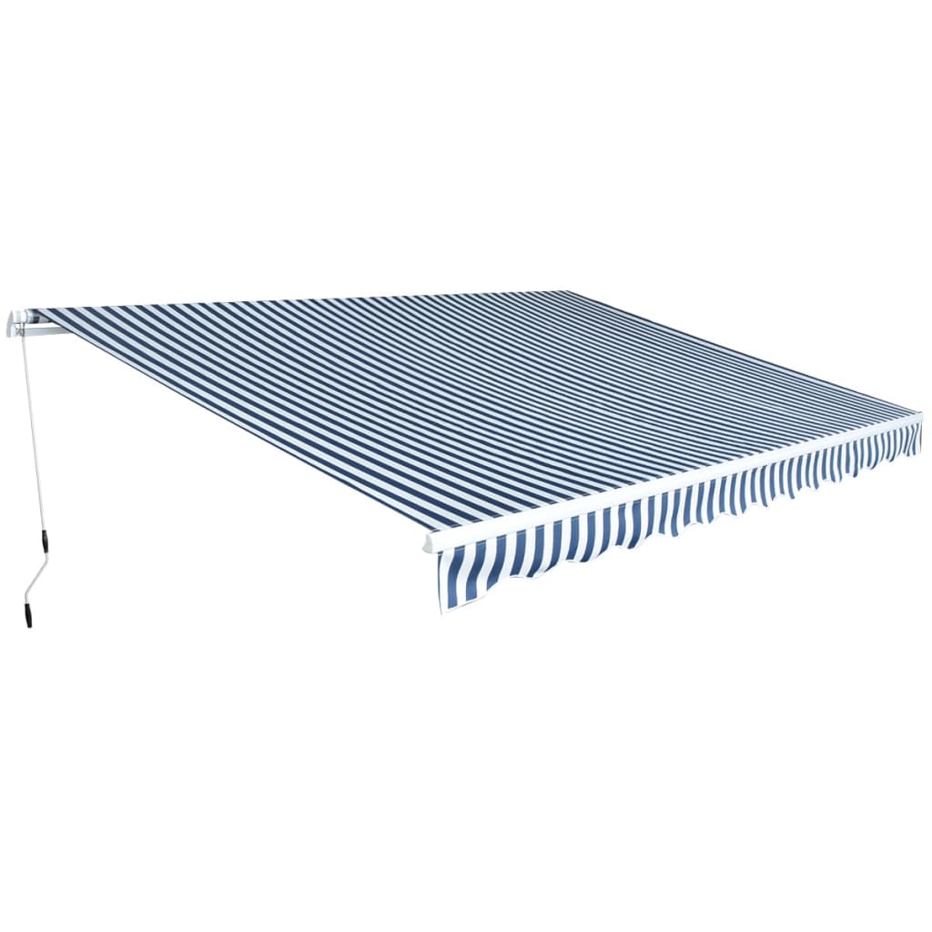 Tenda da Sole Pieghevole Manuale 450 cm Blu/Bianca cod mxl 43618