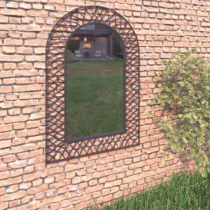 Specchio da Parete per Giardino ad Arco 50x80 cm Nero cod mxl 67538