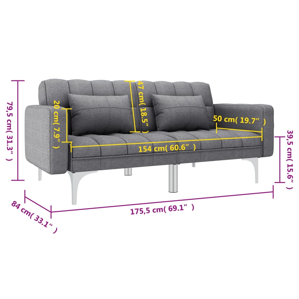 Divano Letto Grigio Chiaro in Tessuto cod mxl 13292