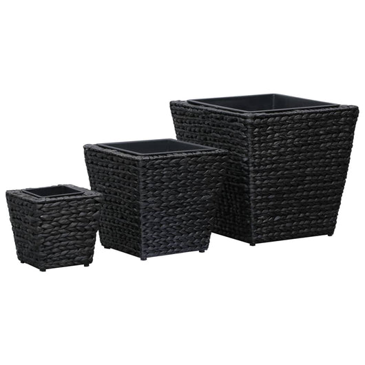 Letti Rialzati da Giardino 3 pz in Giacinto Intrecciato Nero 45573