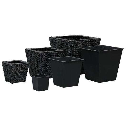 Letti Rialzati da Giardino 3 pz in Giacinto Intrecciato Nero 45573