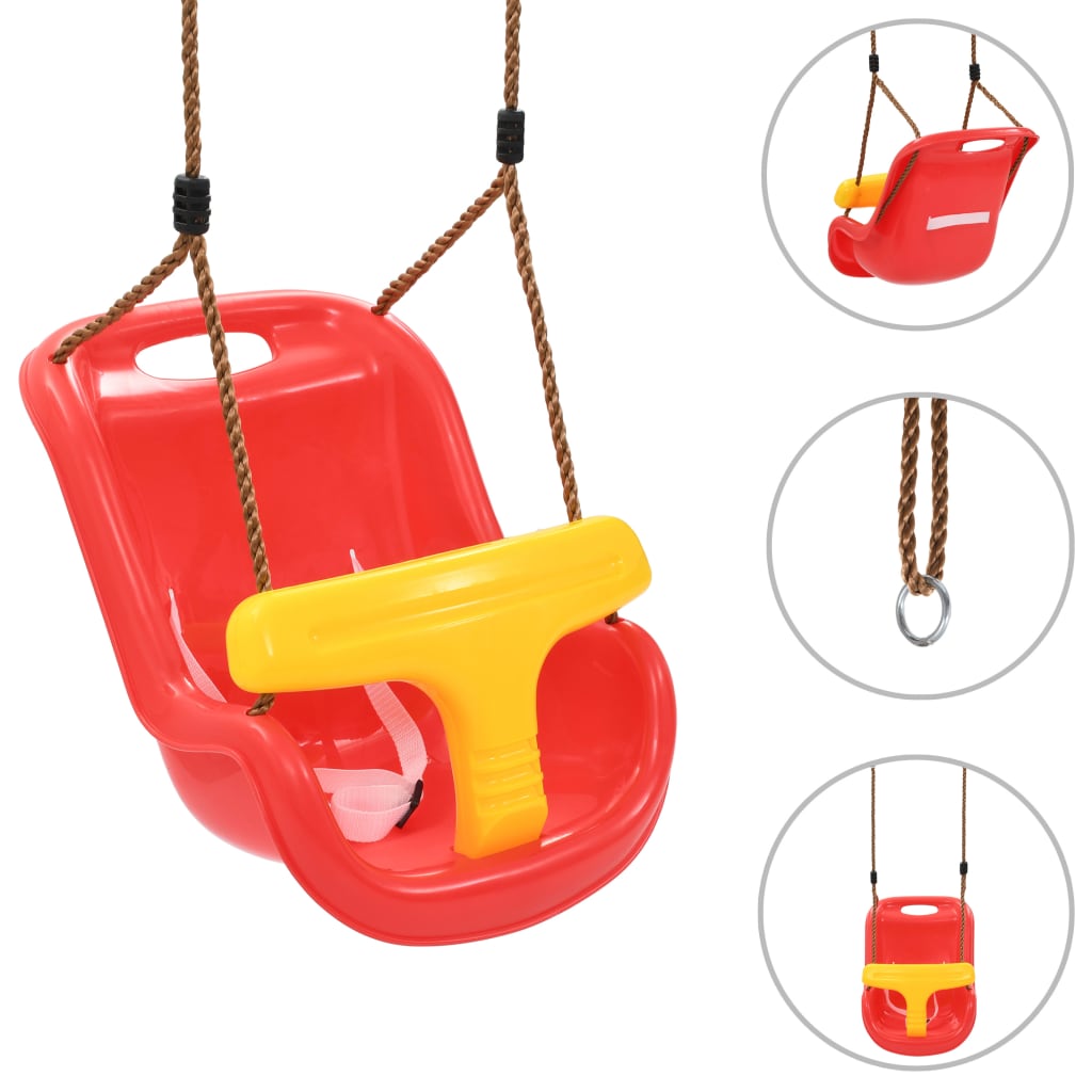 Altalena per Bambini con Cintura di Sicurezza in PP Rossa cod mxl 64060