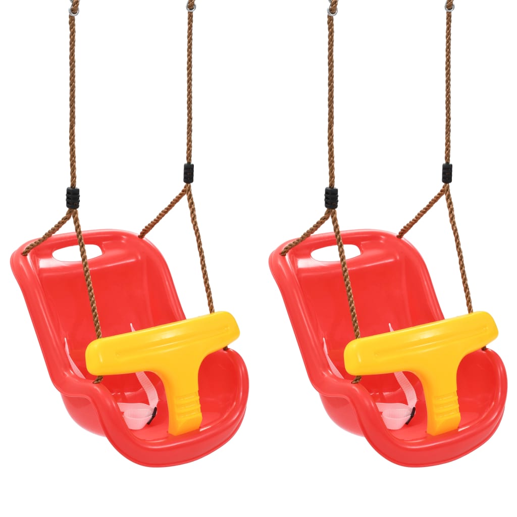 Altalena per Bambini 2 pz con Cintura di Sicurezza in PP Rossa 91800