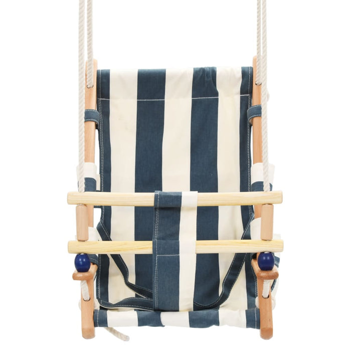 Altalena per Bambini con Cintura di Sicurezza Cotone Legno Blu 91801