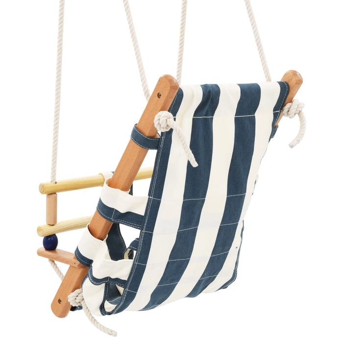 Altalena per Bambini con Cintura di Sicurezza Cotone Legno Blu 91801