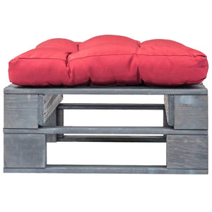 Ottomana da Giardino in Pallet con Cuscino Rosso Legno Grigio 275283