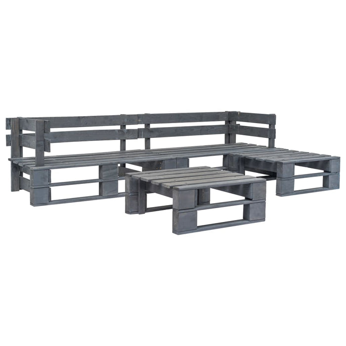 Set Divani da Giardino 4 pz Pallet Cuscini Grigi in Legno cod mxl 40587