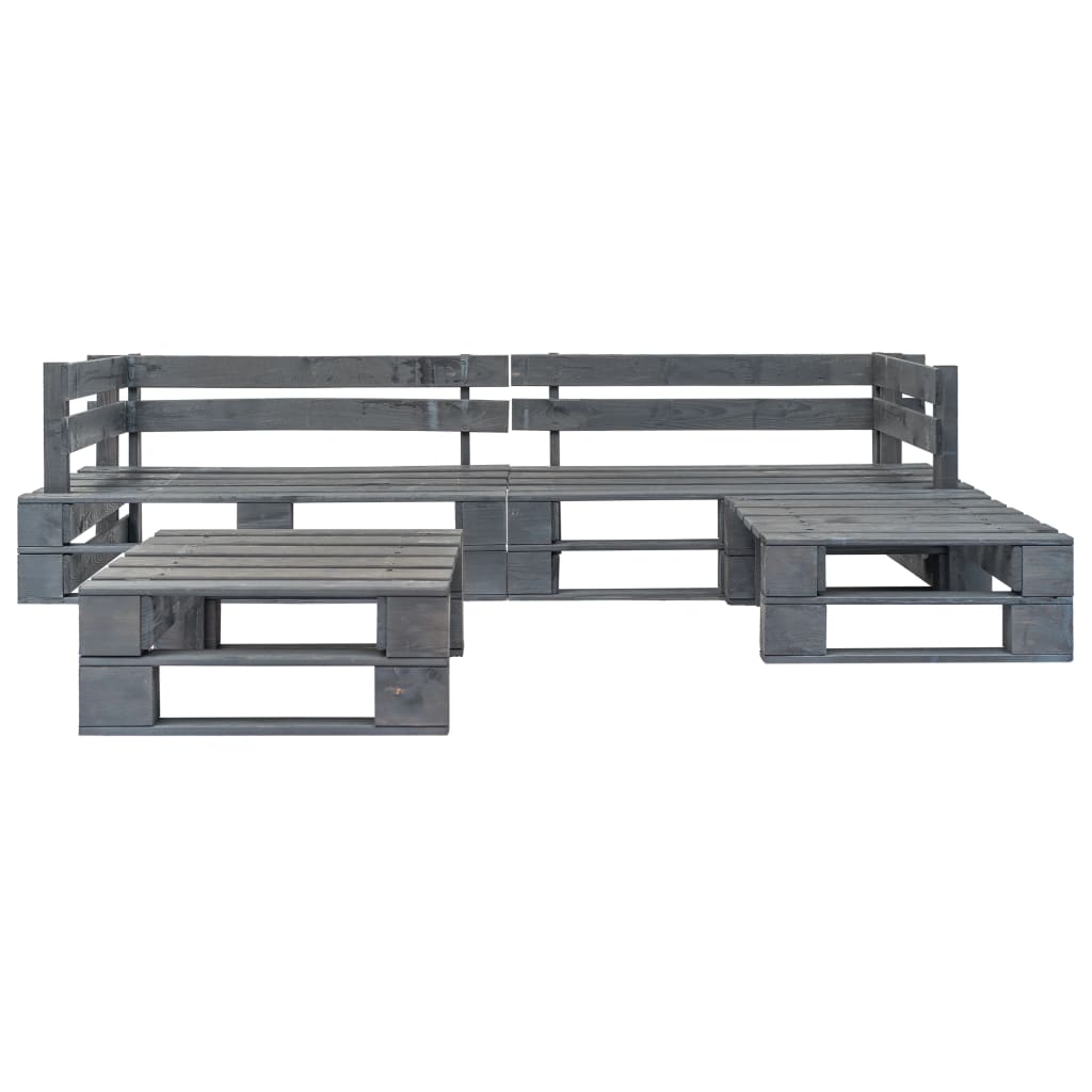 Set Divani da Giardino 4 pz Pallet Cuscini Grigi in Legno cod mxl 40587