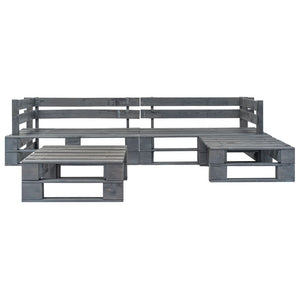 Set Divani da Giardino 4 pz Pallet Cuscini Grigi in Legno cod mxl 40587