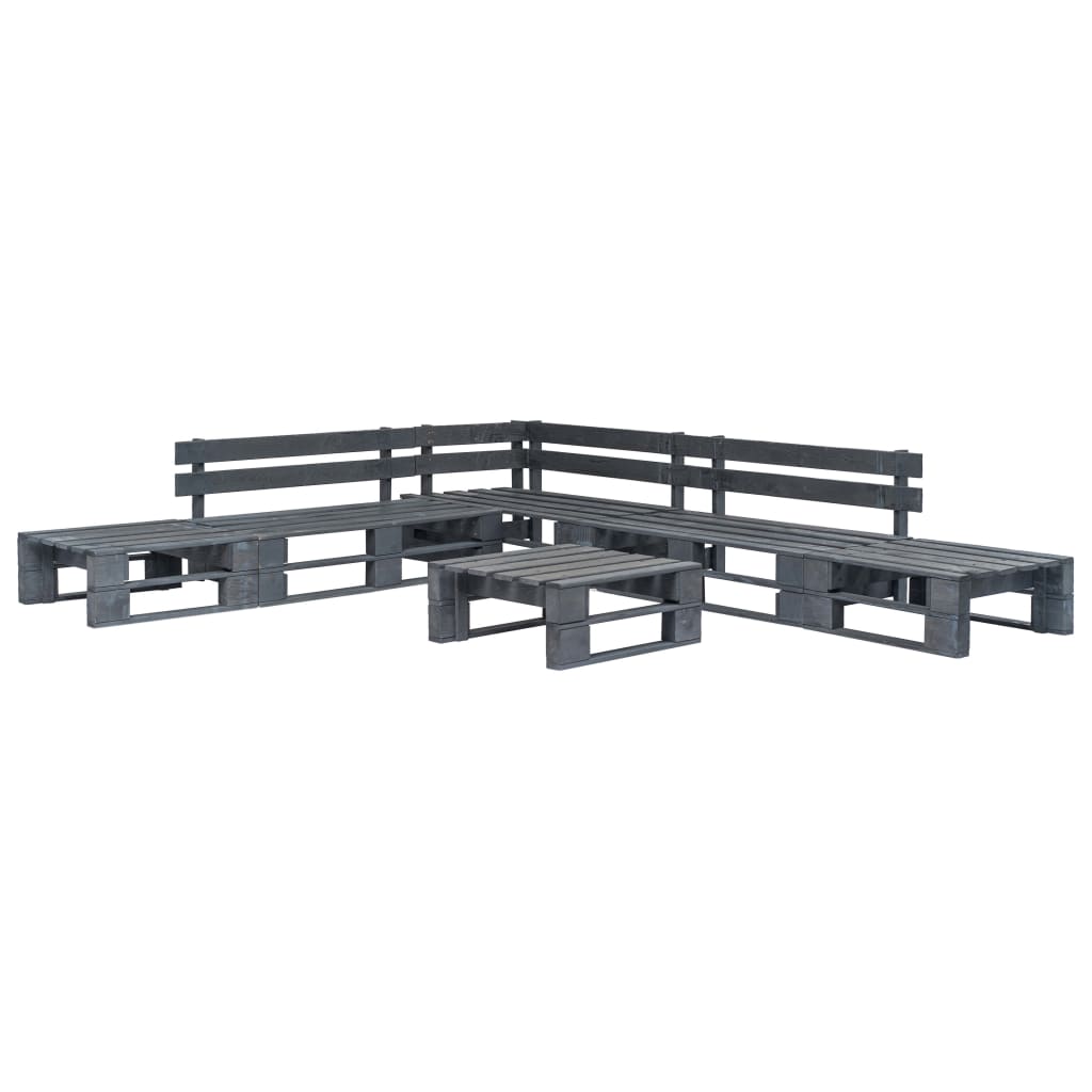 Salotto da Giardino in Pallet con Cuscini Grigi 6 pz in Legno 275318