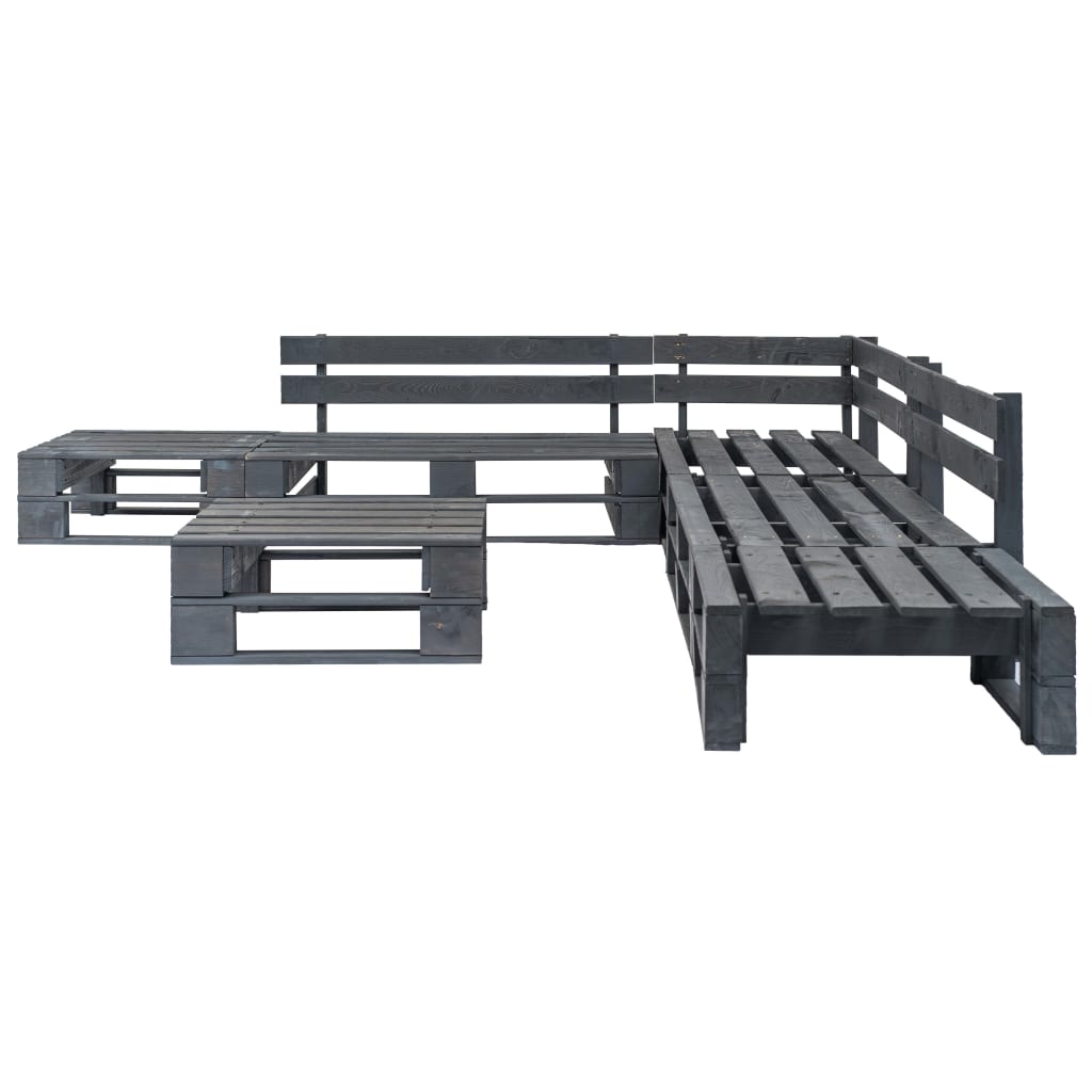 Salotto da Giardino in Pallet con Cuscini Grigi 6 pz in Legno 275318