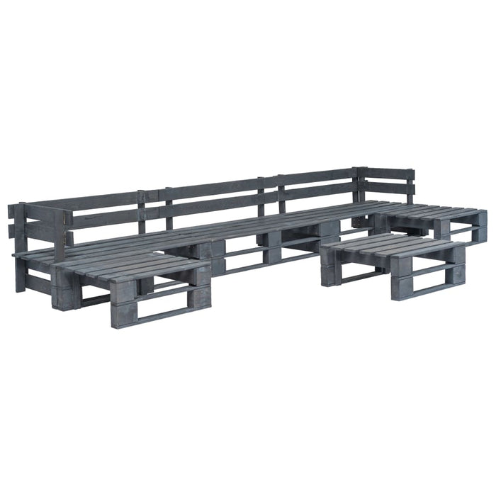 Salotto da Giardino in Pallet con Cuscini Grigi 6 pz in Legno 275324