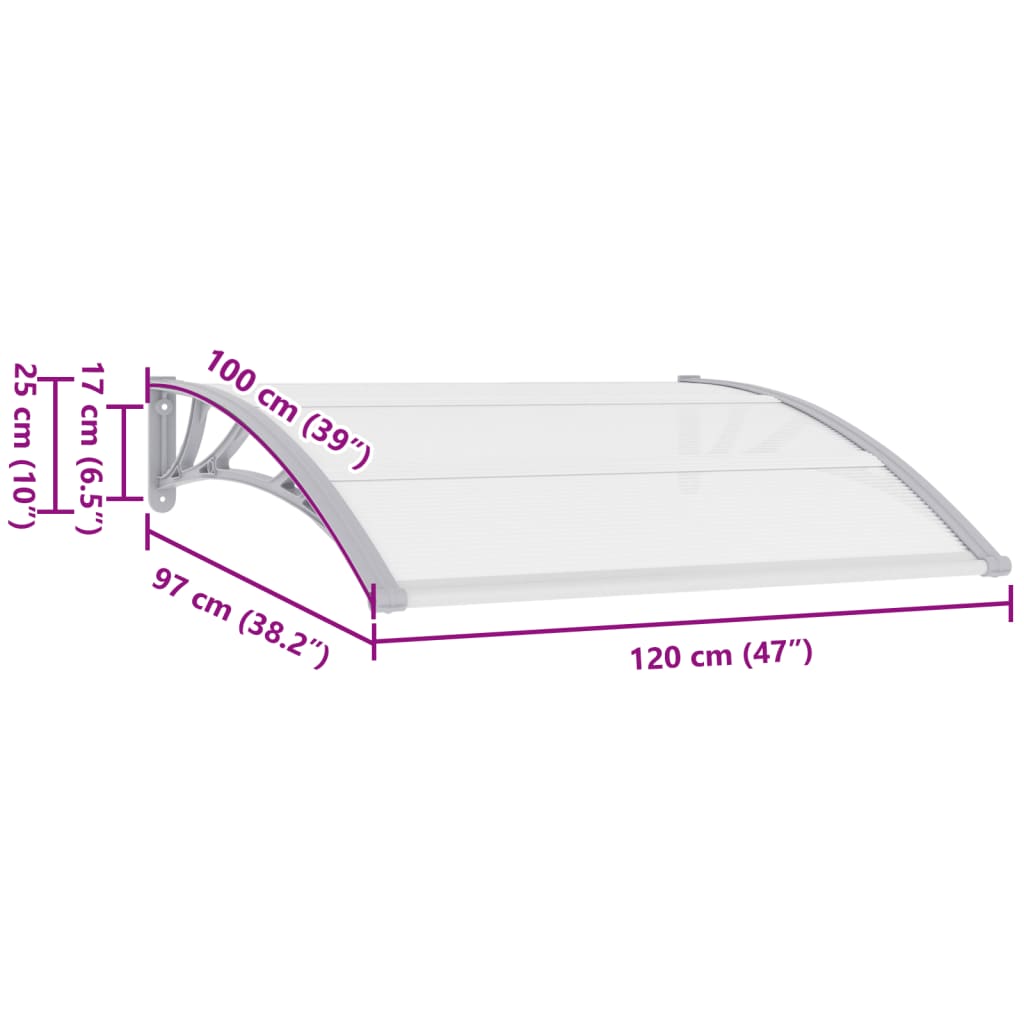 Pensilina per Porta Grigia 120x100 cm in PC cod mxl 11540