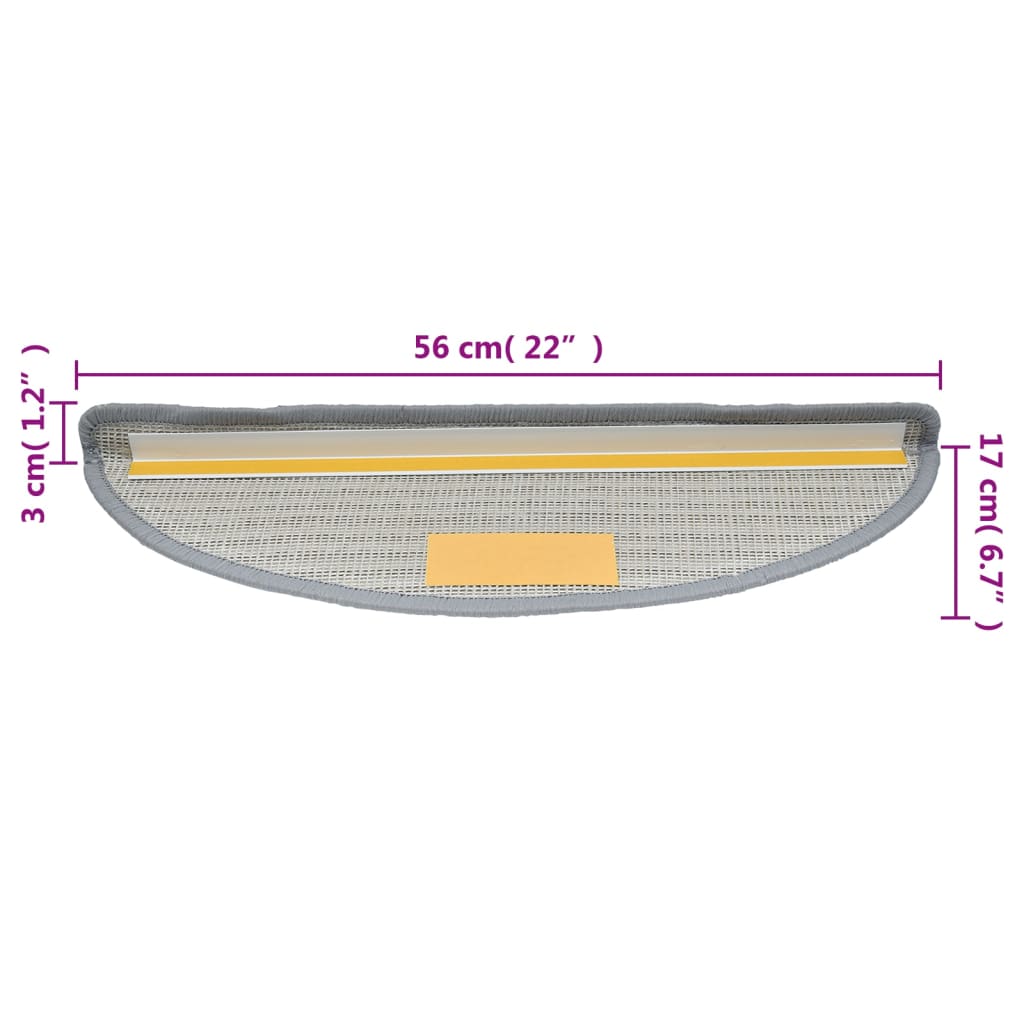 Tappetini per Scale 15 pz Grigio 56x17x3 cm 133892